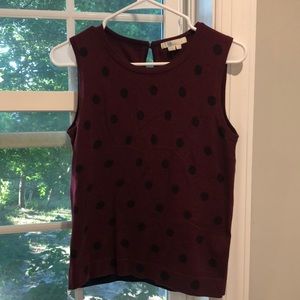 Boden Dark Red Polka Dot Tank